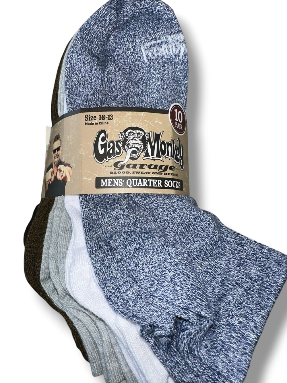 GAS MONKEY 🐵 Men's Low Profile Quarter Docks Socks (10 Pack) Assorted SZ 10-13